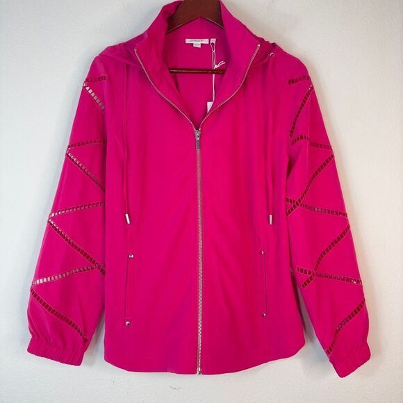 Chico’s Zenergy UPF Neema Rose Lattice Jacket Womens Medium Magenta Rose NWT - Picture 1 of 9